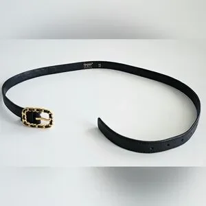 Chanel Black Lettered Leather Belt With Chain-link Buckle CHANEL | Accessories | Chanel Black Lettered Leather Belt  main image 2
